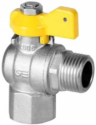 Robinet cu bila unghiular pentru gaz, orificiu complet, filet interior-exterior